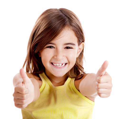 girl showing thumbs up